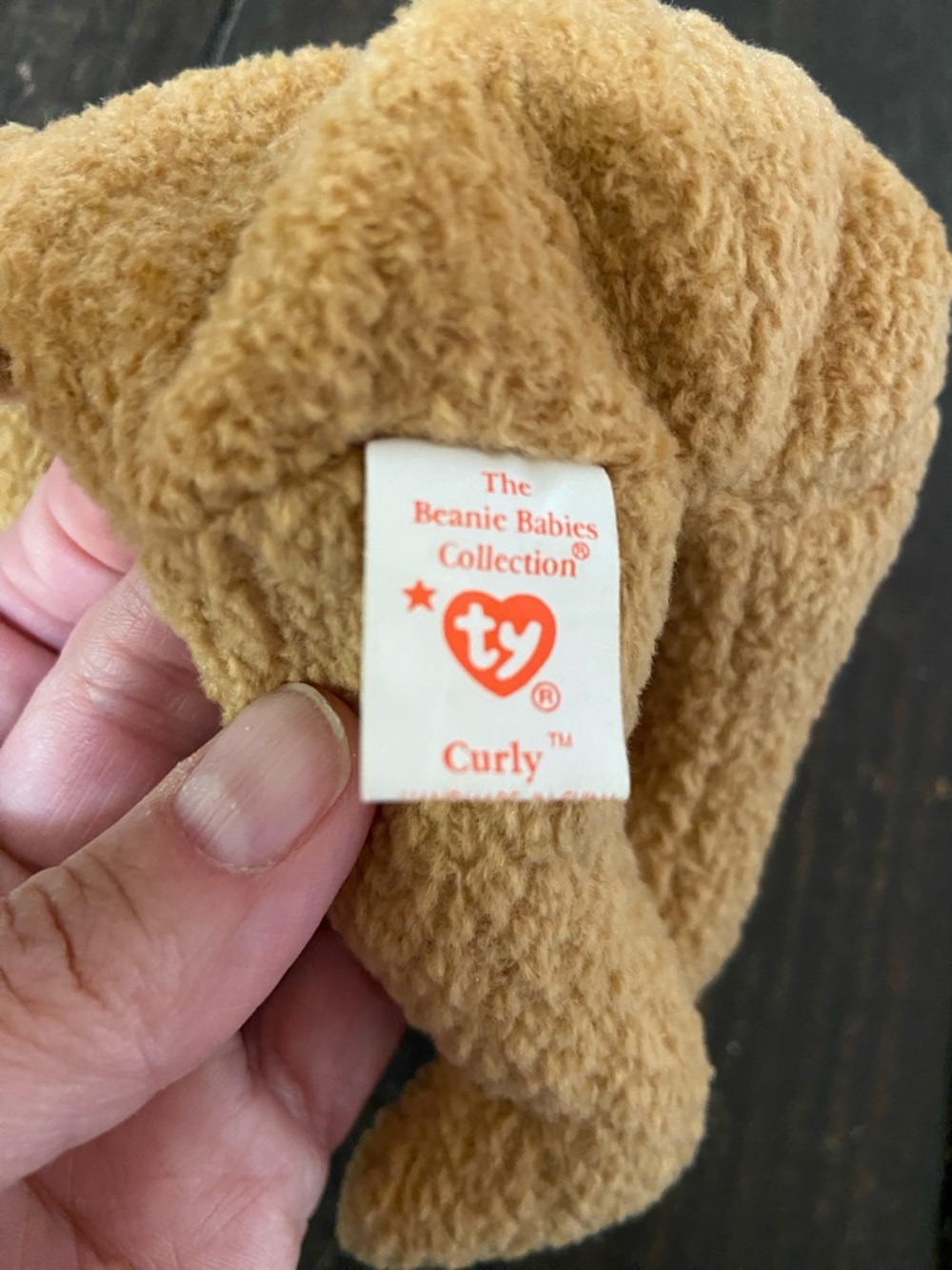 Ty Beanie Baby Curly Plush Brown Teddy Bear with Red Bow - Kids Toys - Picture 4 of 5